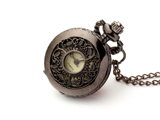 zegarki na łańcuszku LISTKI (BLACK) - zegarek na łańcuszku - zegarek kwarcowy