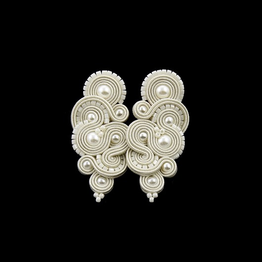 kolczyki ślubne mirino pearl soutache kavrila