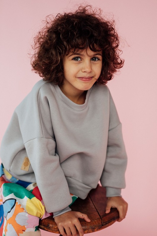 bluzy dla dziewczynki Bluza Oversize SZARY KRÓLIK Z USZAMI
