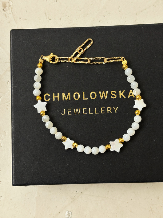 bransoletki z kamieni naturalnych Bransoletka Kamień Księżycowy i gwiazdki