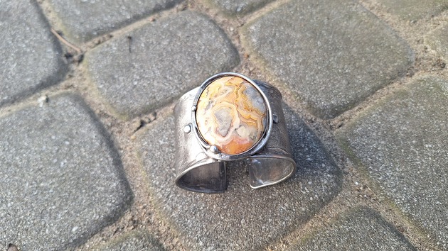 bransoletki wire wrapping Szalony agat - bransoletka regulowana