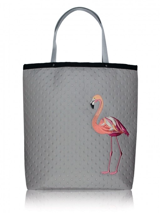 Torba typu shopper z haftowanym flamingiem GOSHICO