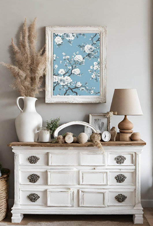 grafiki i ilustracje PLAKAT  kwitnąca wiśnia,  dekoracja ścienna, chinoiserie