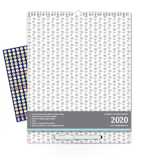 rodzinny planner miesięczny na cały 2020 rok MaMy Kalendarz