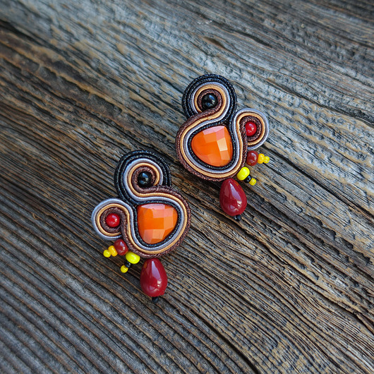 kolczyki soutache Autumn Garden - etniczne kolczyki soutache