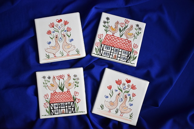 podkładki do kuchni Kafle ręcznie malowane- Rustykalne podkładki