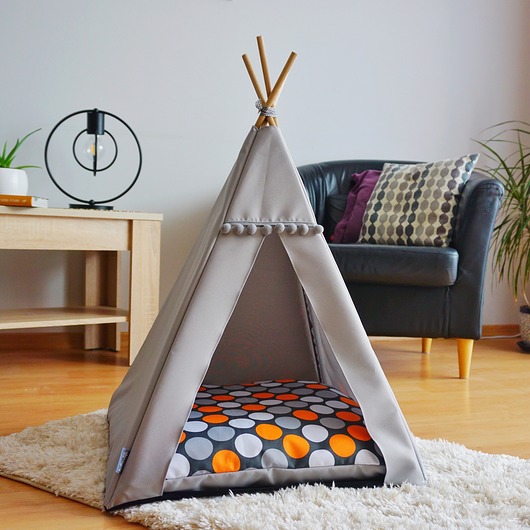 Legowisko Tipi - Pomarańczowe grochy Halkalife