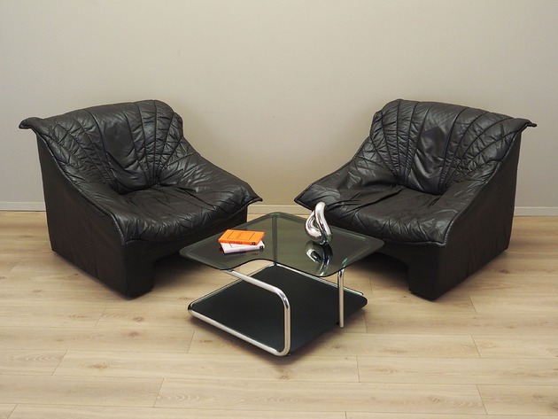 fotele Fotel skórzany, włoski design, lata 60, produkcja: Włochy