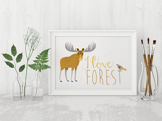 plakat. I love forest - łoś Love Life and Forest