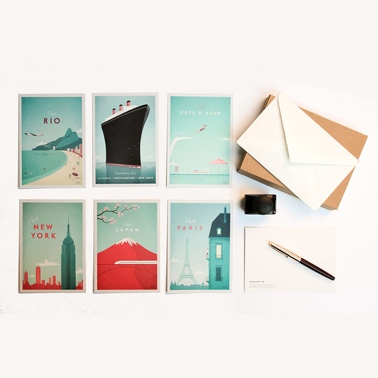 Pocztówki retro travel - zestaw 6 kartek minimalmill