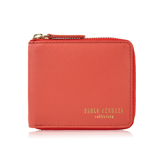 portfele damskie Portfel damski skórzany mały pomarańczowy poziomy z RFID KV-04-OR