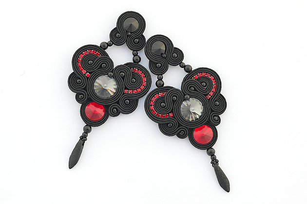 kolczyki soutache Czarne długie kolczyki soutache