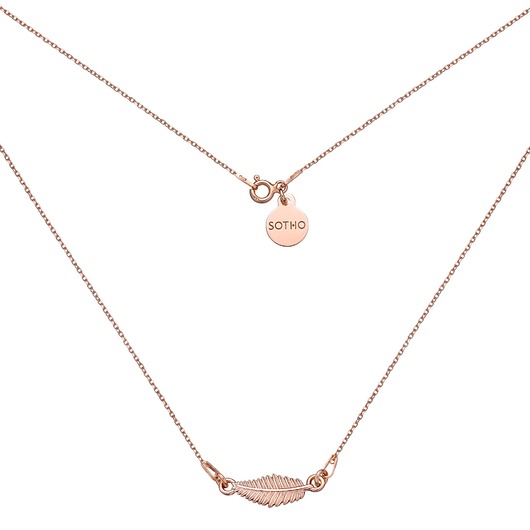 srebrne naszyjniki Naszyjnik z różowego złota z liściem