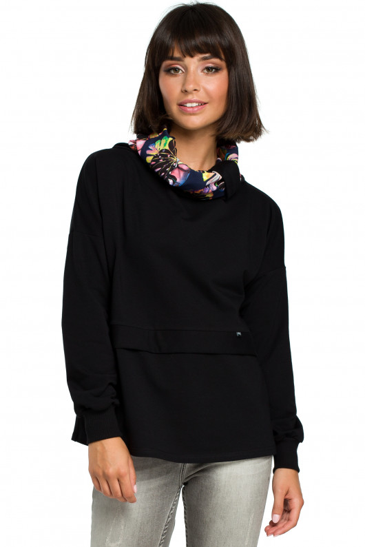 Bluza z wysokim kołnierzem - czarna(B-084) Be