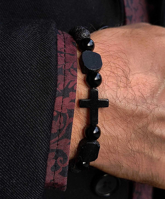 biżuteria męska Bransoleta Męska Krzyż Amulet obwód 19cm