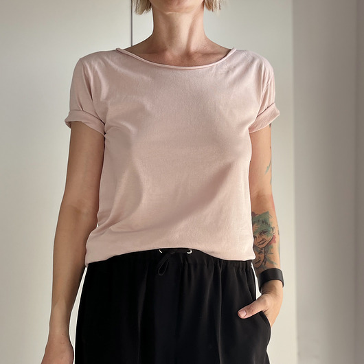 t-shirt damskie Ciepły róż Oversize