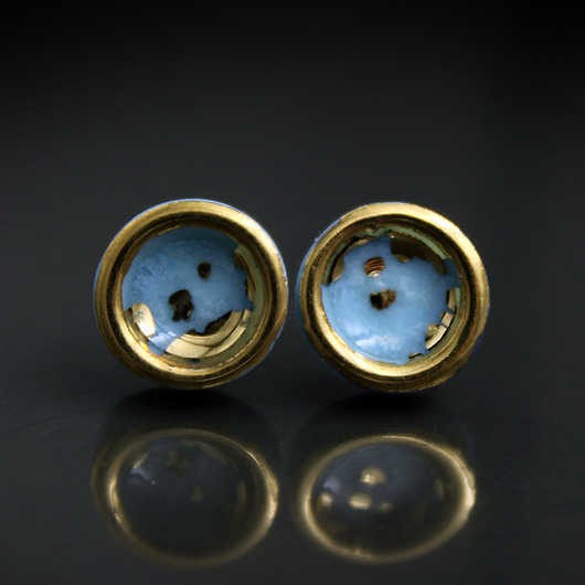 kolczyki ceramiczne Goldflakes /stal chirurgiczna/