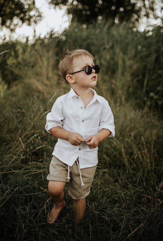 bluzki dla chłopców Lniana biała koszula dla chłopca