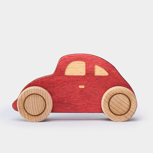 klocki i zabawki drewniane Autko Garbus  czerwone + personalizacja