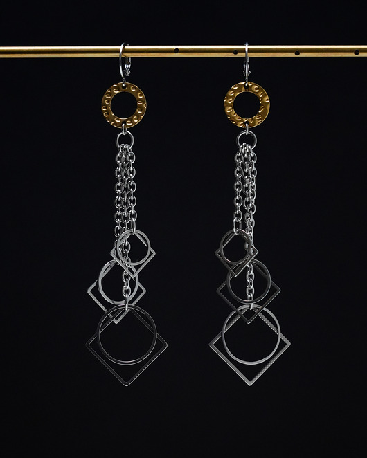 kolczyki - inne Długie dźwięczące kolczyki ze stali