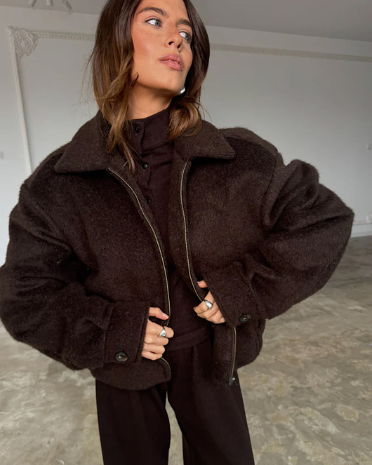 kurtki damskie Wełniana kurtka Heaven choclate