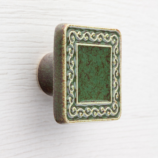 gałki do mebli Ceramiczna gałka do mebli zielono-brązowa, wz.17