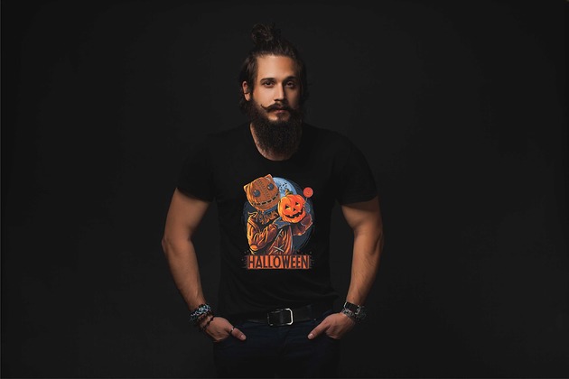 t-shirty męskie Koszulka organiczna z nadrukiem Halloween Bear