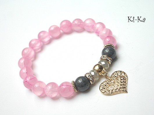 Pink and grey heart /27.09.15/ KiKa pracownia