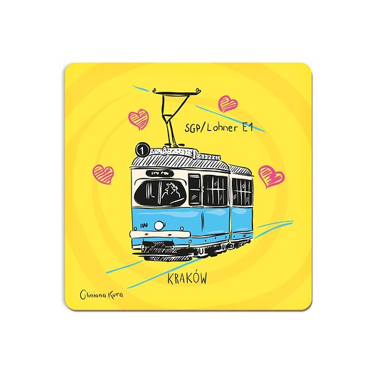 podkładki do kuchni Podkładka pod kubek Kraków Tramwaj Lohner E1