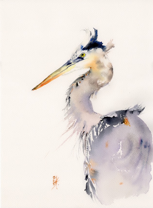obrazy Oryginalna akwarela. Czapla
