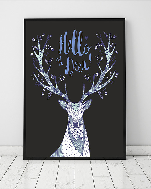 plakat. jeleń (format A2) Love Life and Forest