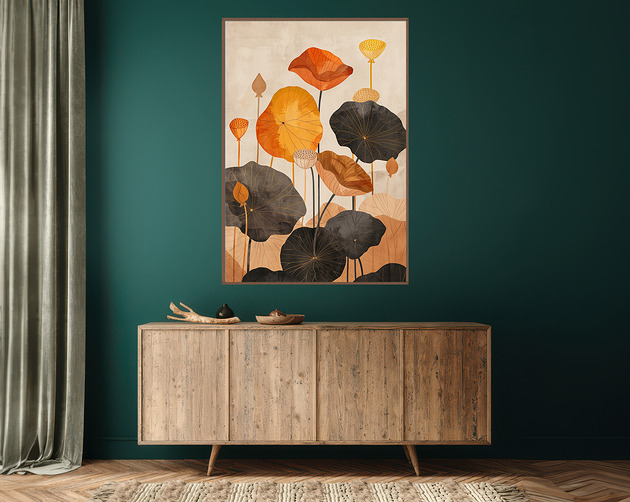 plakaty Liście lotusu - Plakat, druk - Chiński Orient, Harmonia Zen, Wabi Sabi #112