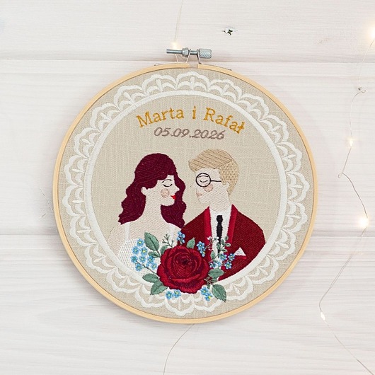 Ślub - inne Personalizowana pamiątka ślubna, haft w tamborku