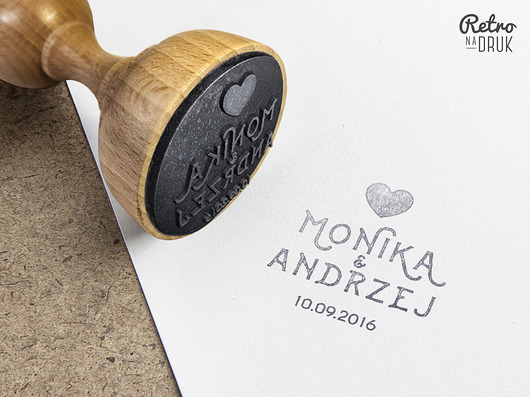 stemple ślubne Stempel ślubny 40mm personalizowany, serce