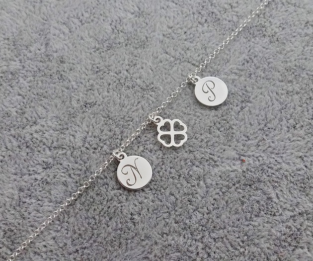 Bransoletka Personalizowana Dwie Literki Koniczyna Loa Jewellery