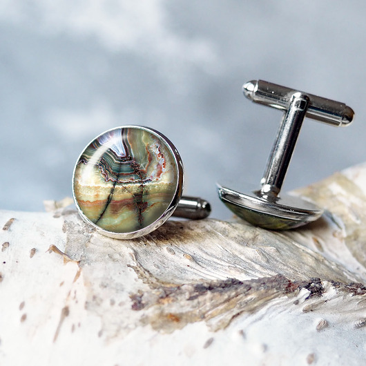 spinki do mankietów UNIQUE STONE gustowny prezent spinki do koszuli dla faceta