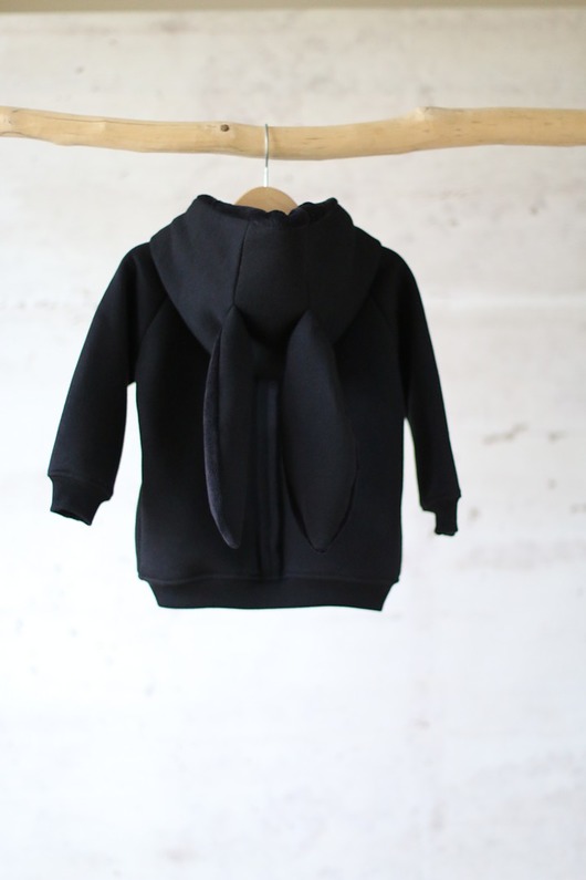 bluzy dla dziewczynki Bluza Czarny KRÓLIK z Uszami