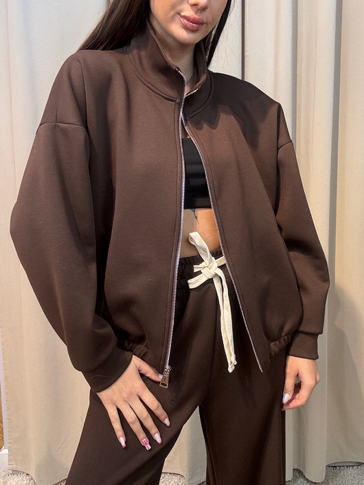 bluza bez kaptura damska Zapinana bluza Cioccolato