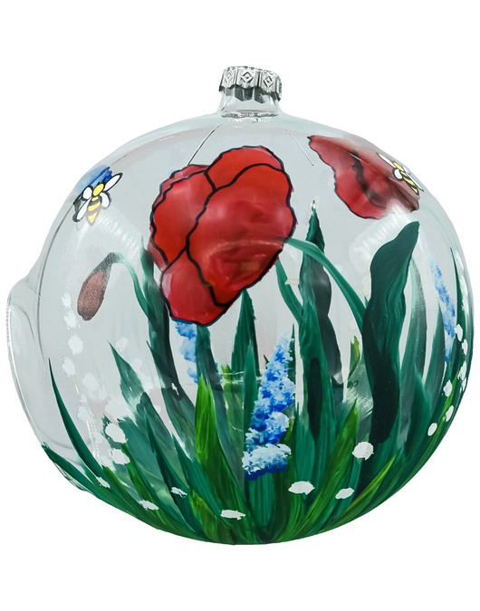 bombki Bombka choinkowa szklana ręcznie malowana: Lampion: maki