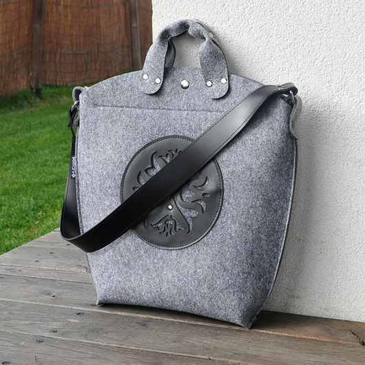 BiGGest BaG New - skórzane wykończenie - szara Beltrani