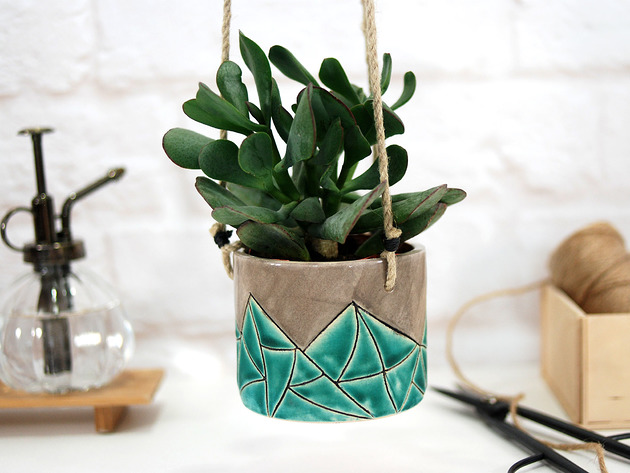 Wisząca doniczka ceramiczna w stylu skandynawskim 10FingersArt