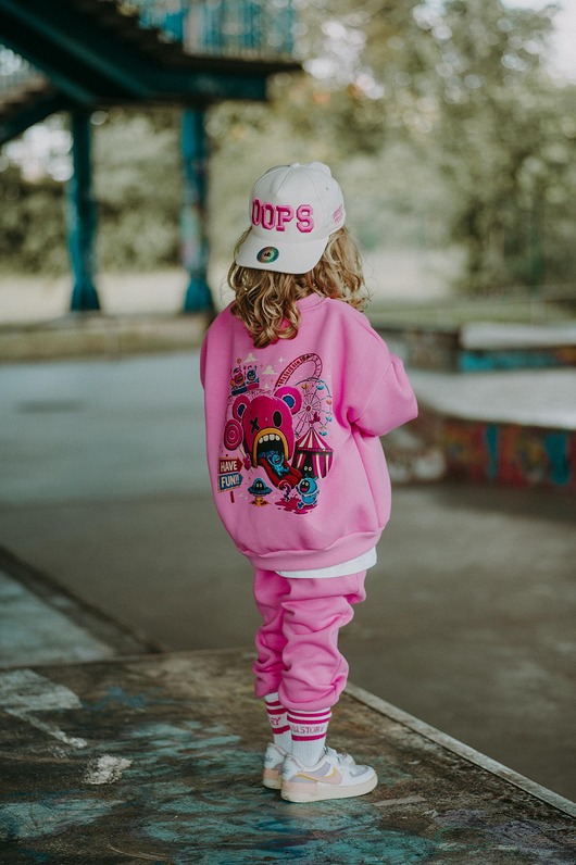 bluzy dla dziewczynki Dres oversize Teddyland różowy