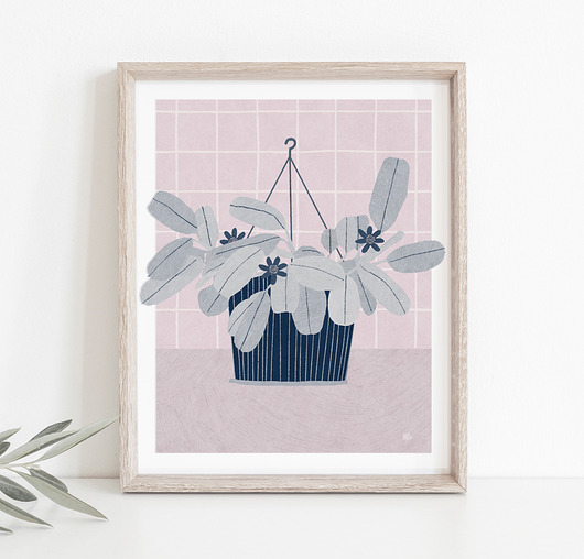 Blue flower plakat art giclee print A3 Żaneta Antosik PRINTS