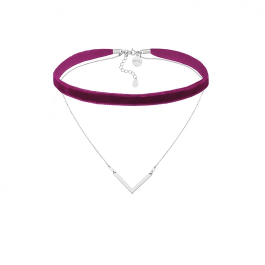 Purpurowy aksamitny choker z łańcuszkiem SOTHO
