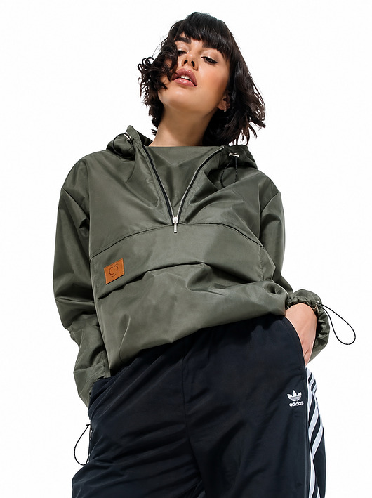 kurtki damskie Kurtka wiatrówka typu anorak khaki