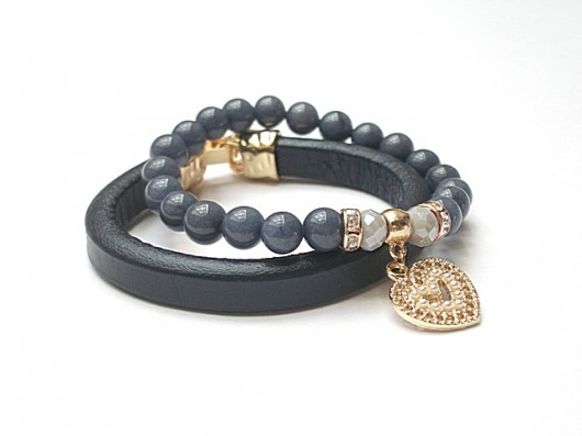 dark blue & pearls heart  /16.04.2015/ KiKa pracownia