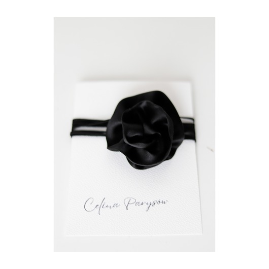 chokery Czarny choker z jedwabiu