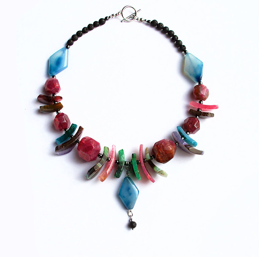 kolie Unikatowy naszyjnik & kolczyki : agat