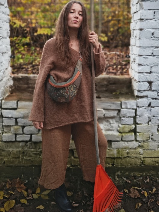 saszetka nerka SALE Nerka "Haru"brązowa zielona moro zero waste