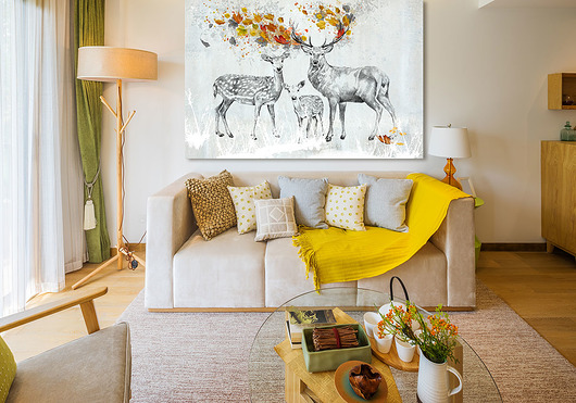obrazy OBRAZ NA PŁÓTNIE -  120x80cm - JELENIE JESIENIĄ